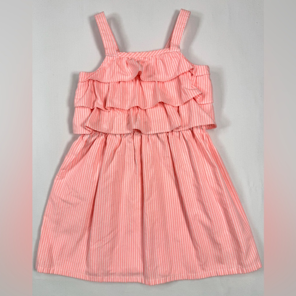 GYMBOREE Toddler Girls’ Island Cruise Neon Orange Striped Ruffle Dress Size 2T‎